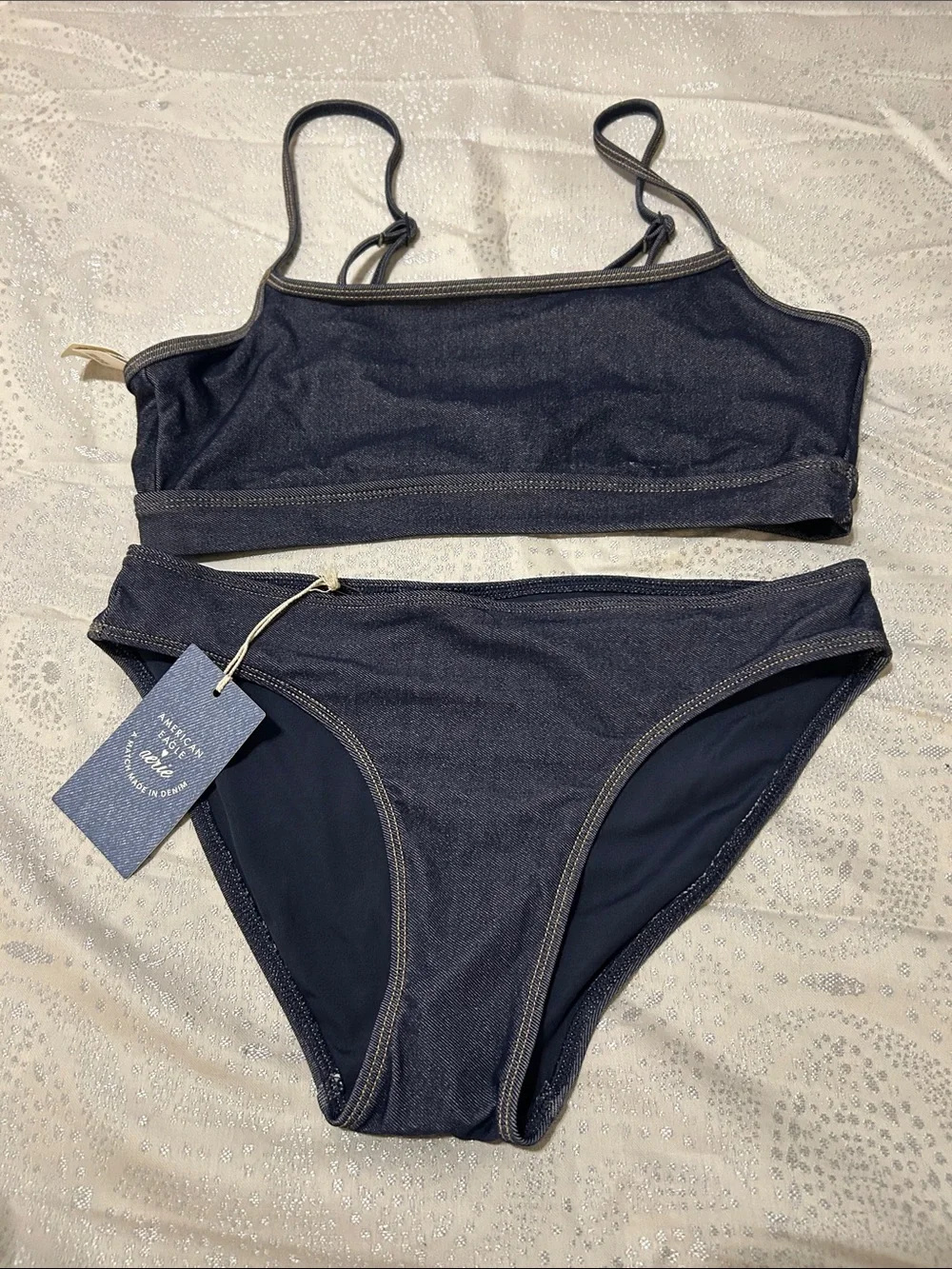 aerie A Match Made In DenimTwo-Piece Scoop Bikini Set